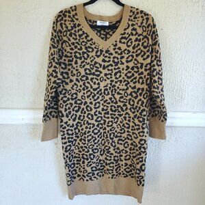 Old Navy SoSoft Mini Sweater Dress Cheetah Print Size S